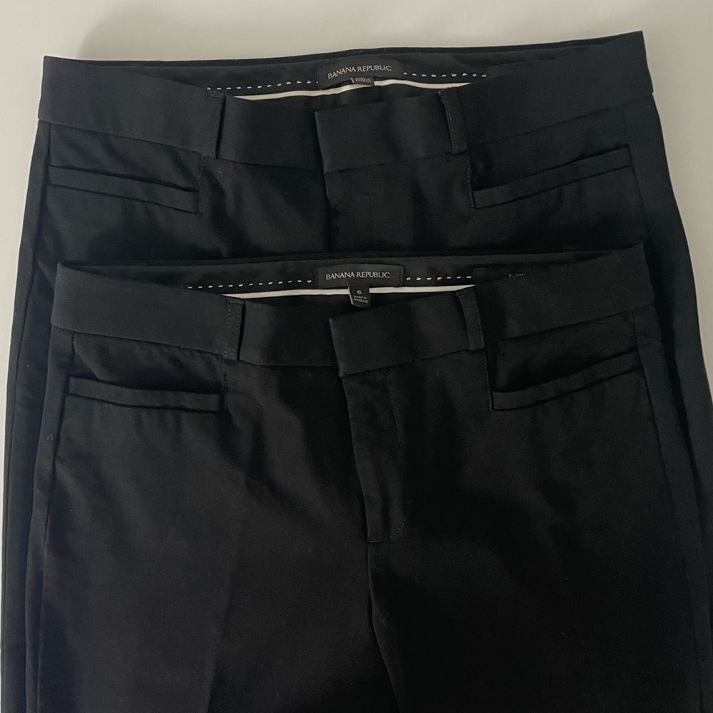 Two Banana Republic Slim Fit Stretch Black Trousers